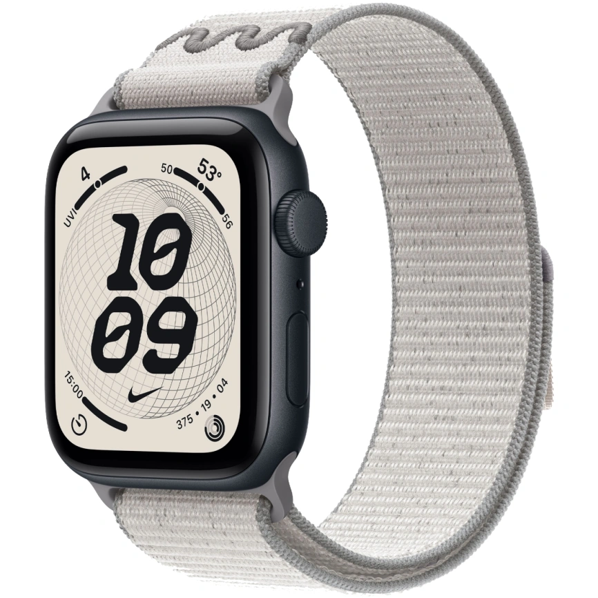 Смарт-часы Apple Watch SE (2025) 44mm Midnight Aluminum Case with Veiled Grey Nike Sport Loop