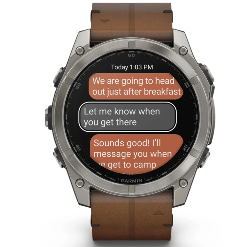 Смарт-часы Garmin Fenix 8 51mm Amoled Sapphire Bare Titanium Black with Chestnut Leather Band with Grapphite Silicone Band (010-02905-40)