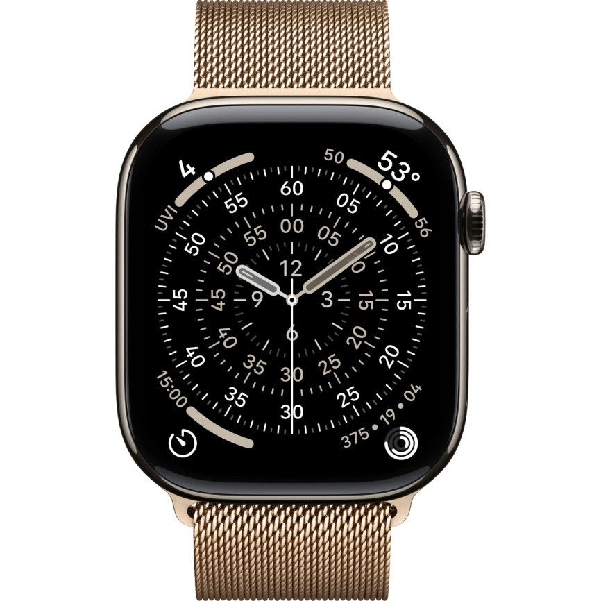 Смарт-часы Apple Watch Series 11 46mm Natural Titanium Case with Gold Milanese Loop M/L