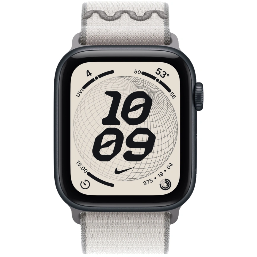 Смарт-часы Apple Watch SE (2025) 44mm Midnight Aluminum Case with Veiled Grey Nike Sport Loop