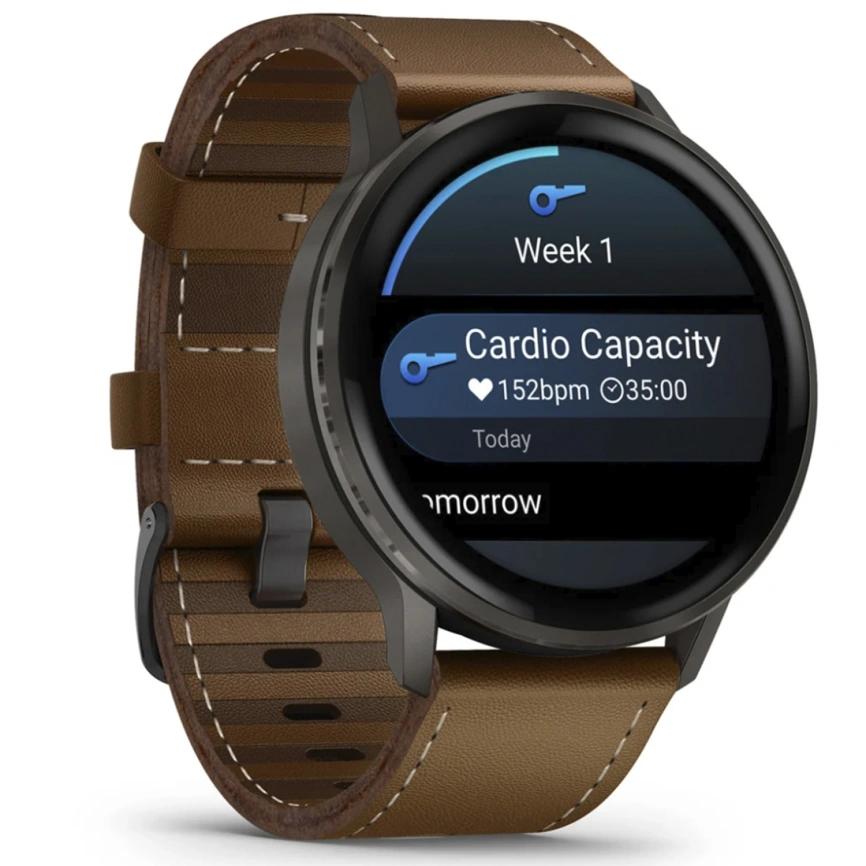Смарт-часы Garmin Venu 4 45mm Slate Bezel With Black Silicone Band And Brown Leather Band (010-03014-03)