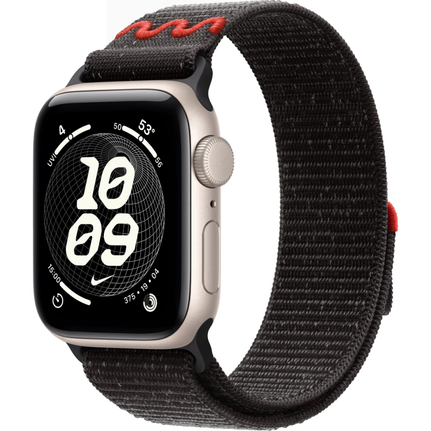Смарт-часы Apple Watch SE (2025) 40mm Starlight Aluminum Case with Midnight Black Nike Sport Loop