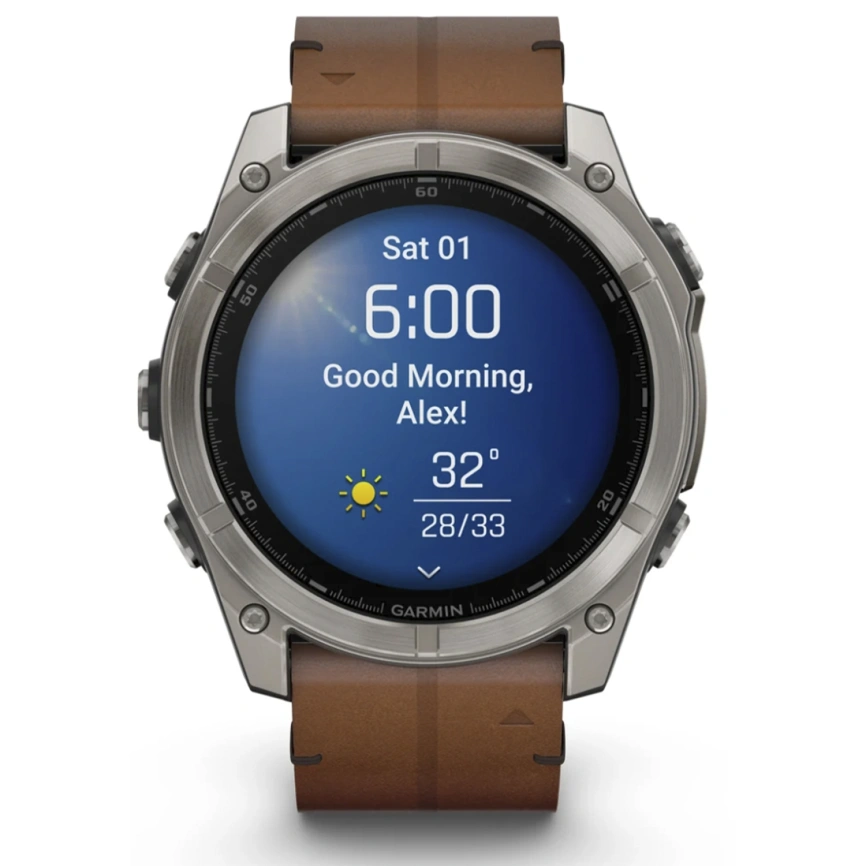 Смарт-часы Garmin Fenix 8 51mm Amoled Sapphire Bare Titanium Black with Chestnut Leather Band with Grapphite Silicone Band (010-02905-40)