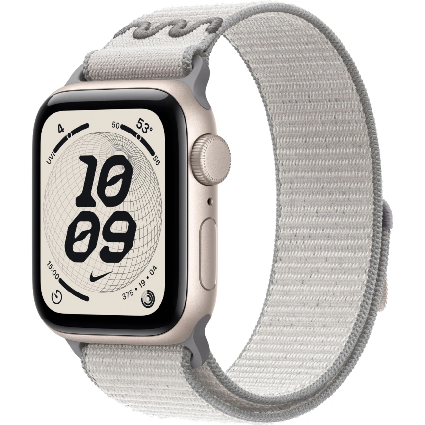 Смарт-часы Apple Watch SE (2025) 44mm Starlight Aluminum Case with Veiled Grey Nike Sport Loop